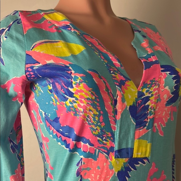 Lilly Pulitzer RIVA DRESS Shorely Blue Sandstorm FISH SEALIFE Sz S - Picture 4 of 15